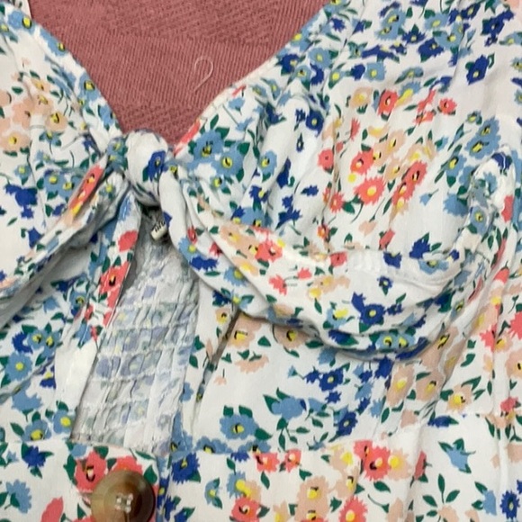 NWOT Style Envy halter top front tie coral/blue button front maxi dress, size M - Picture 5 of 10